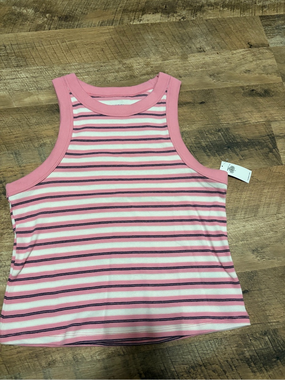 Old Navy Pink Striped Ribbed Tank Top